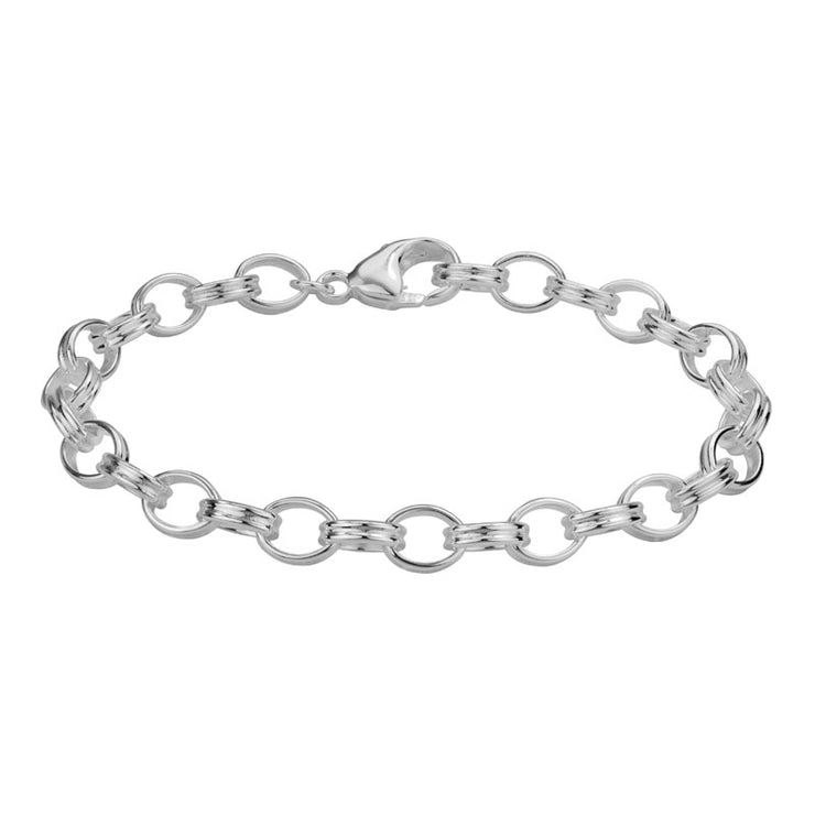 Sterling silver 7mm ribbled cable 7" link bracelet