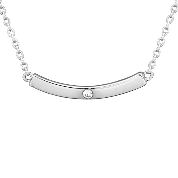 Sterling silver curved bar diamond accent 16-18"