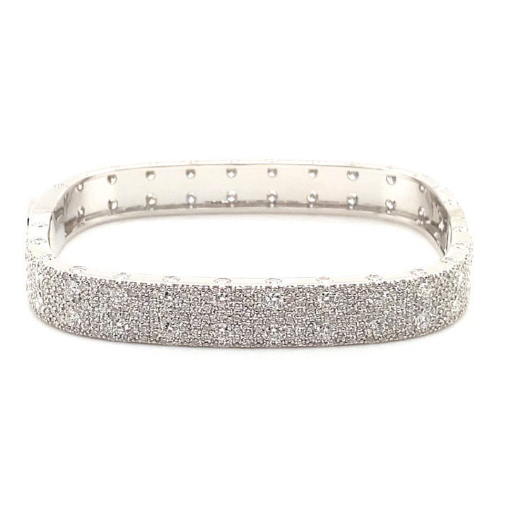 Double Sided Diamond Pave Hinged Bangle