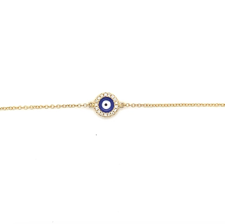 Blue Enamel and Diamond Evil Eye Bracelet