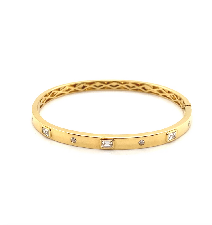 Bezel Set Diamond Hinged Bangle