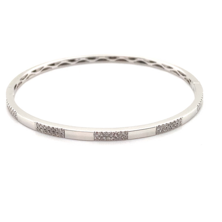 Diamond Pave Section Hinged Bangle