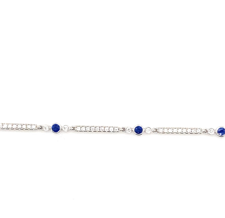 Diamond Bracelet with Sapphire Stations