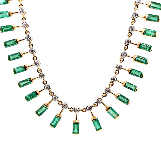 Diamond & Emerald Dangle Necklace