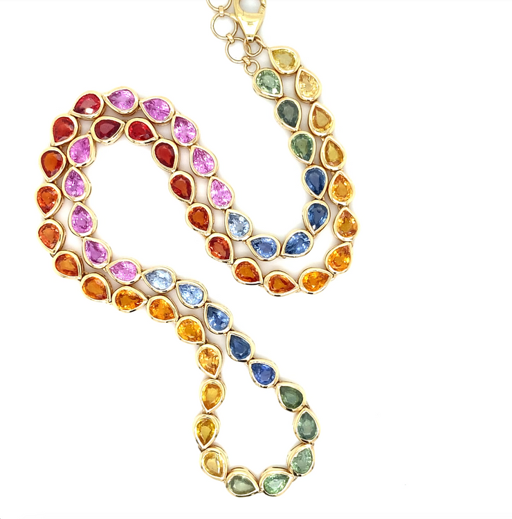 Rainbow Pear Shape Sapphire Necklace