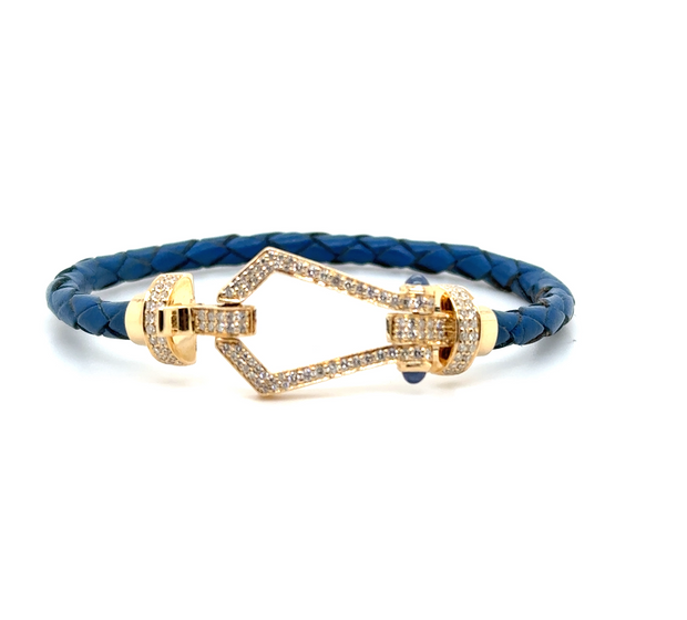 Diamond Pave & Sapphire Stirrup Clasp Bracelet