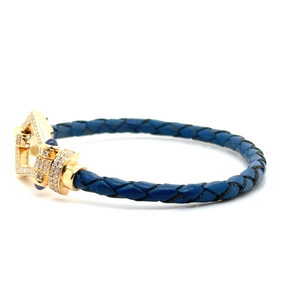 Diamond Pave & Sapphire Stirrup Clasp Bracelet