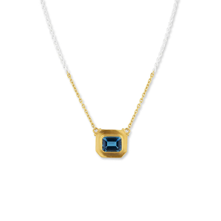 Lika Behar sterling silver and 24k yellow gold center london blue topaz necklace
