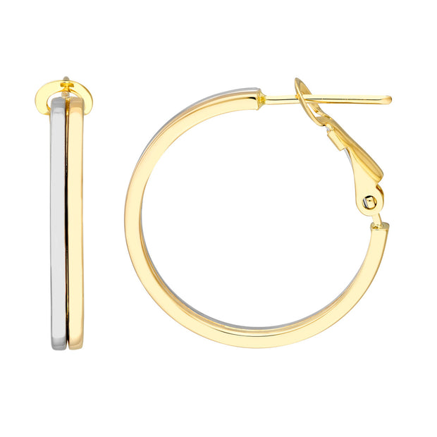 Medium Two-Tone Gold Hoop Earrings