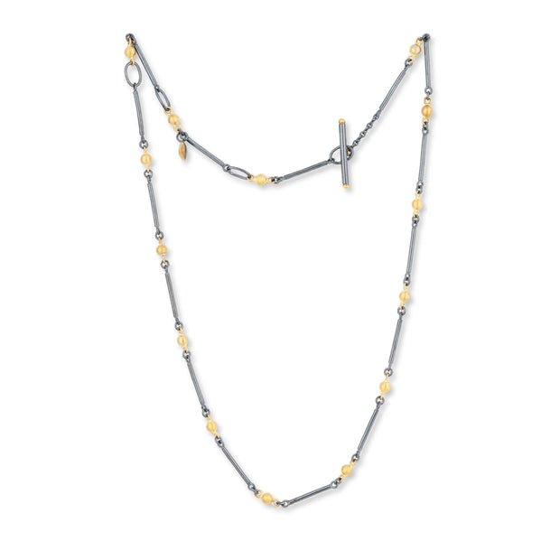 Lika Behar oxidized sterling silver alternating with 22k yellow gold balls