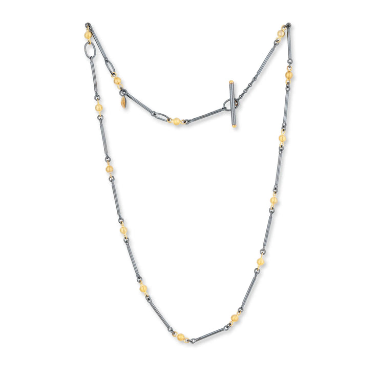 Lika Behar oxidized sterling silver alternating with 22k yellow gold balls