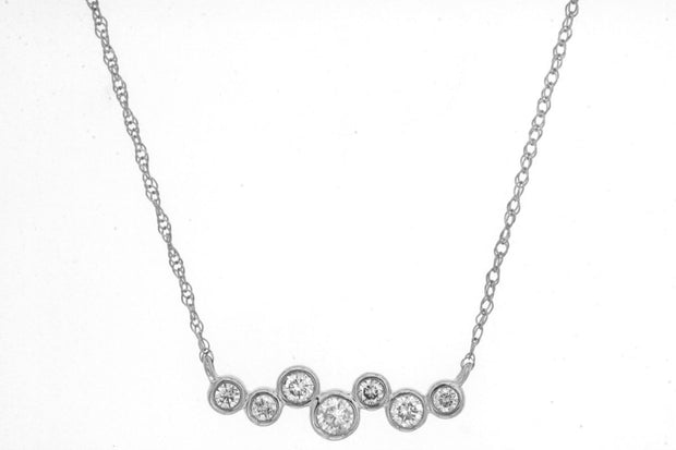 Bezel Set Diamond Zig Zag Necklace