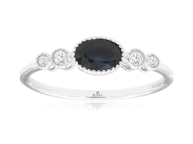 Oval Sapphire Ring with Diamond Accents