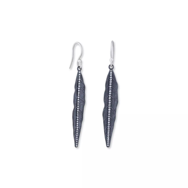 Lika Behar oxidized drop with center diamond line dangle earrings