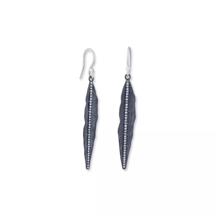Lika Behar oxidized drop with center diamond line dangle earrings