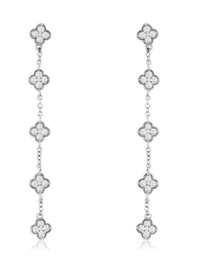 14k white gold 5 quatrefoil stations diamond dangle