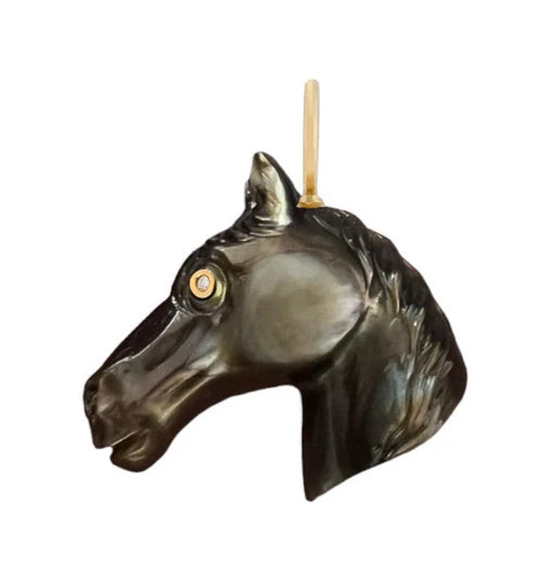 14k yellow gold golden brown horse head pendant