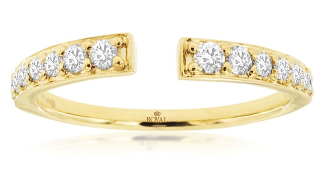 14k yellow gold tapered diamond open top ring