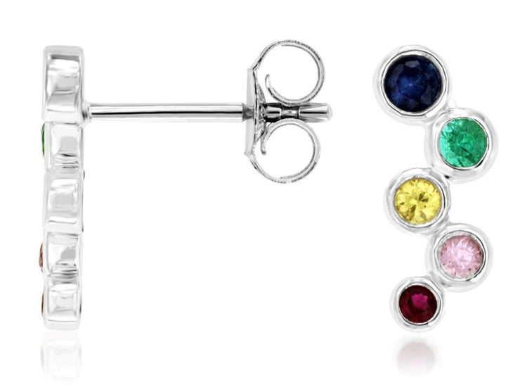 14k white gold multi colored sapphire ear climber