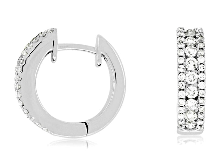 14k white gold 3 row diamond huggy