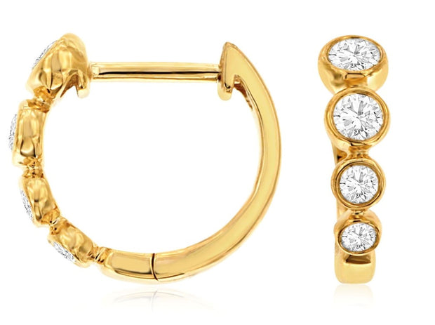 14k yellow gold tapered bezel diamond huggy