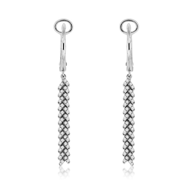 14k white gold diamond stick dangle earring