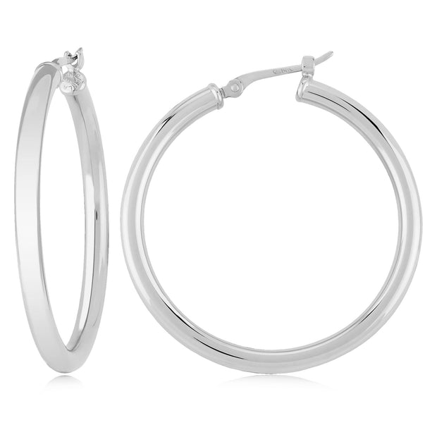 2.5x30mm White Gold Hoops