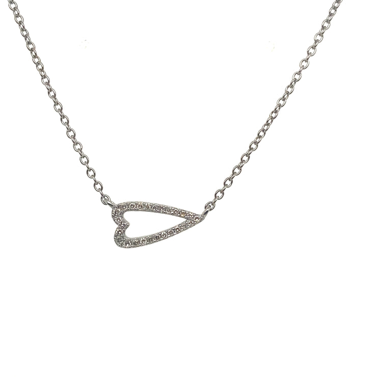 Open Sideways Diamond Heart Necklace