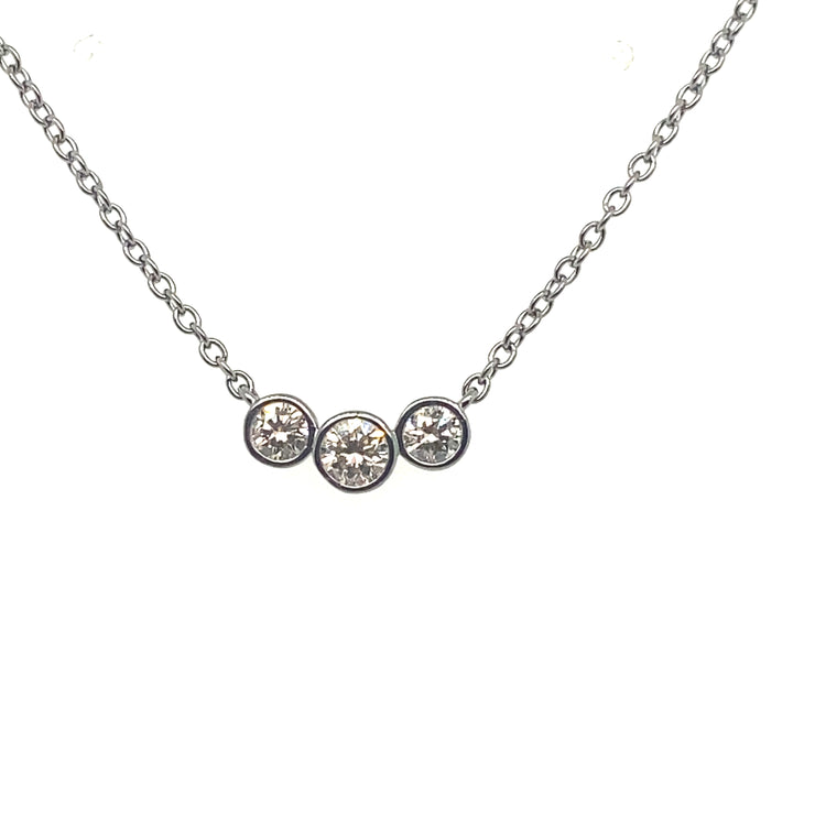 Triple Bezel Set Diamond Necklace
