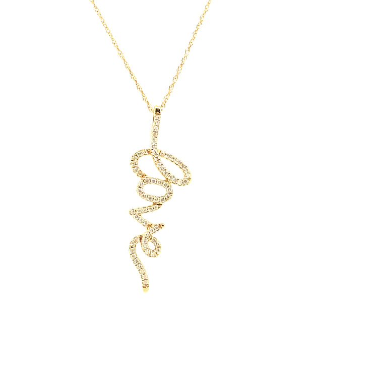 Diamond Script "Love" Dangle Necklace