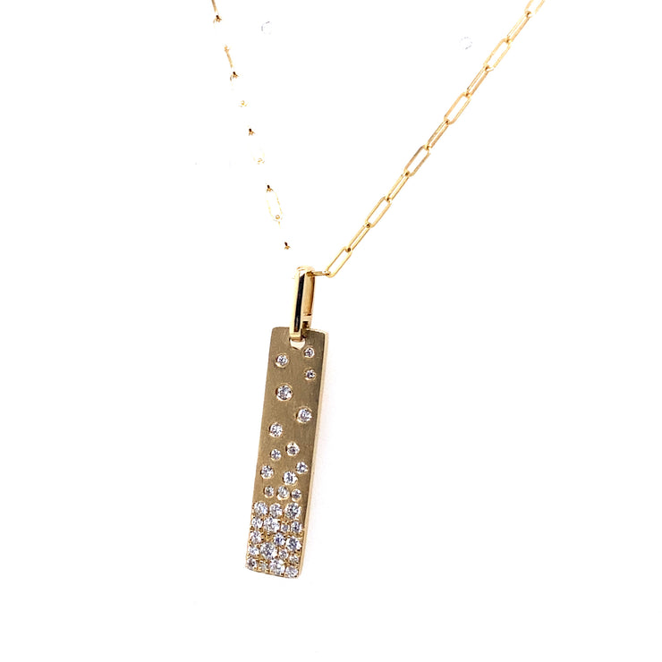 Elongated Diamond Confetti Dog Tag Necklace