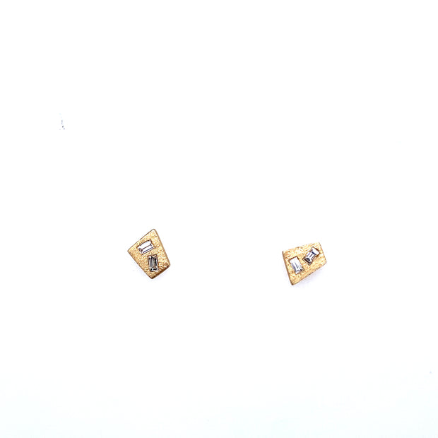 Organic Shape Diamond Baguette Earrings