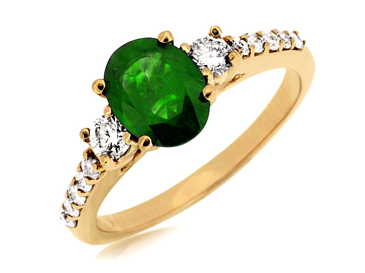 Emerald Ring with Diamond Sides
