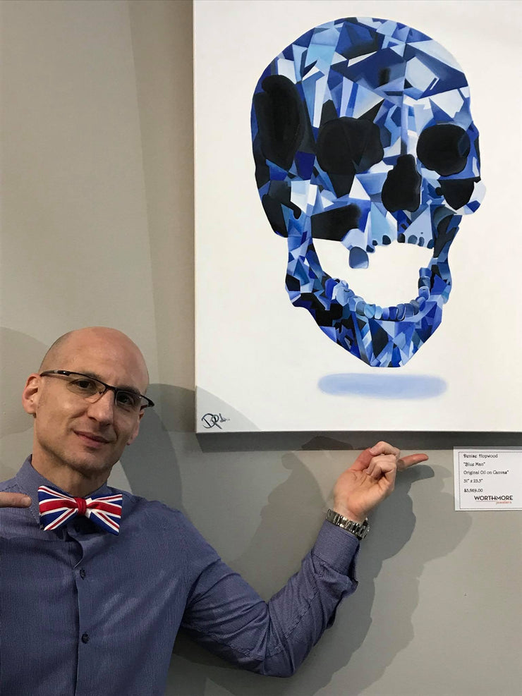 "Blue Man" Skull Original Oil and Canvas Painting