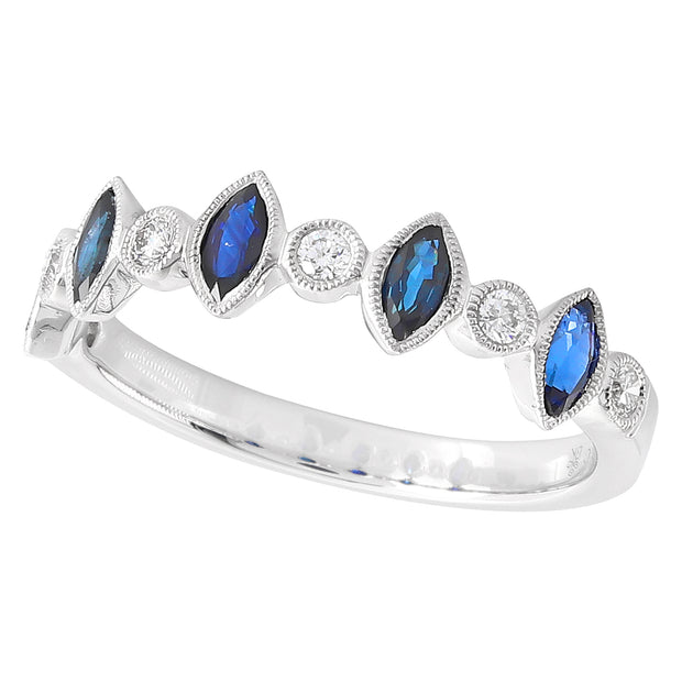 Marquis Blue Topaz & Diamond Band