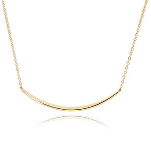 Yellow Gold Curved Bar Necklace