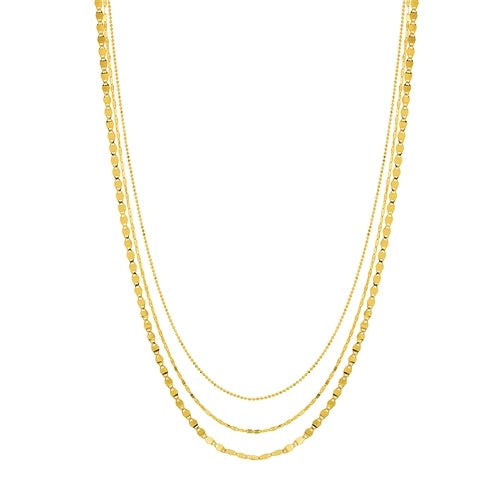 Mixed Triple Strand Chain Necklace