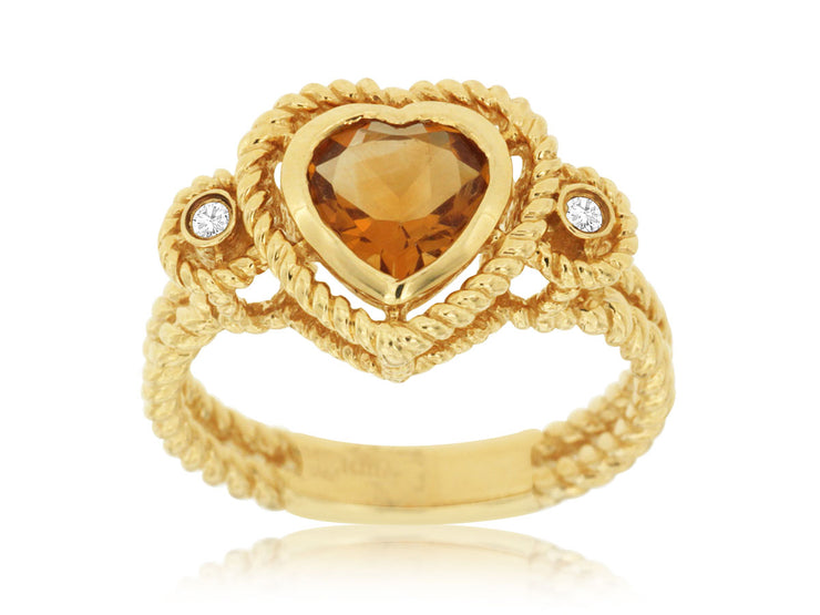 Citrine Heart Ring