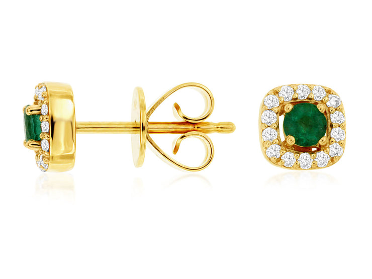 Emerald Center Diamond Earrings