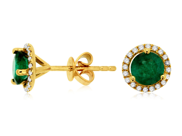 Diamond Halo Emerald Earrings