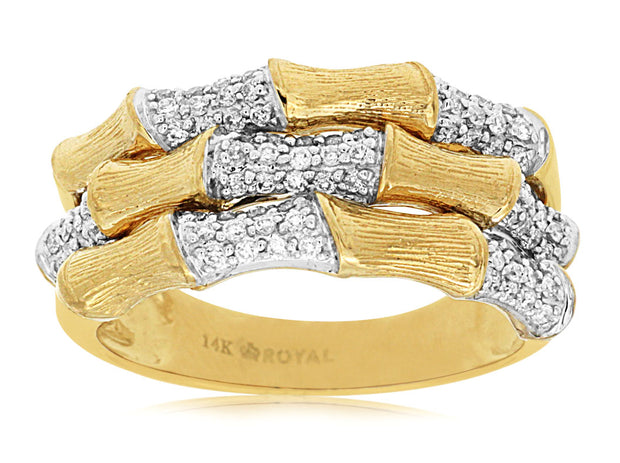 Yellow Gold & Diamond Bamboo Ring