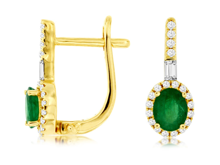 Emerald & Diamond Baguette Earrings