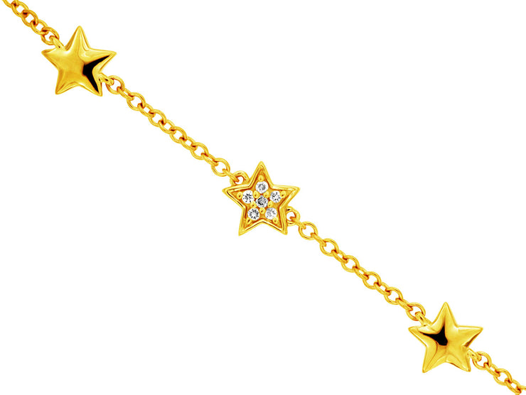 Alternating Diamond & Solid Star Bracelet
