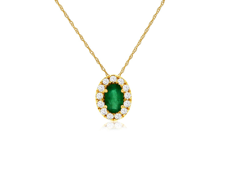 Oval Shaped Emerald & Diamond Necklace