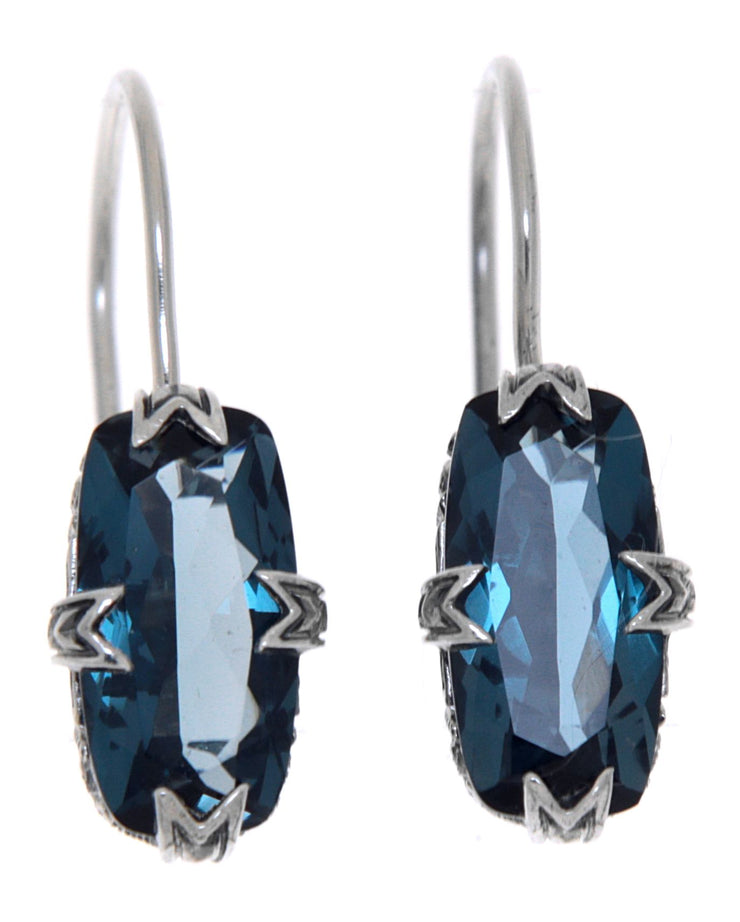 Vintage Inspired London Blue Topaz Leverback Earrings