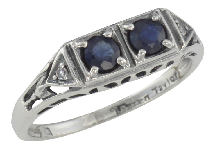 Double Sapphire Vintage Inspired Ring