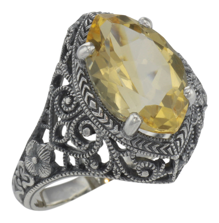 Vintage Inspired Citrine Filigree Ring