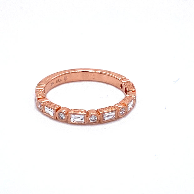 Baguette & Round Diamond Band