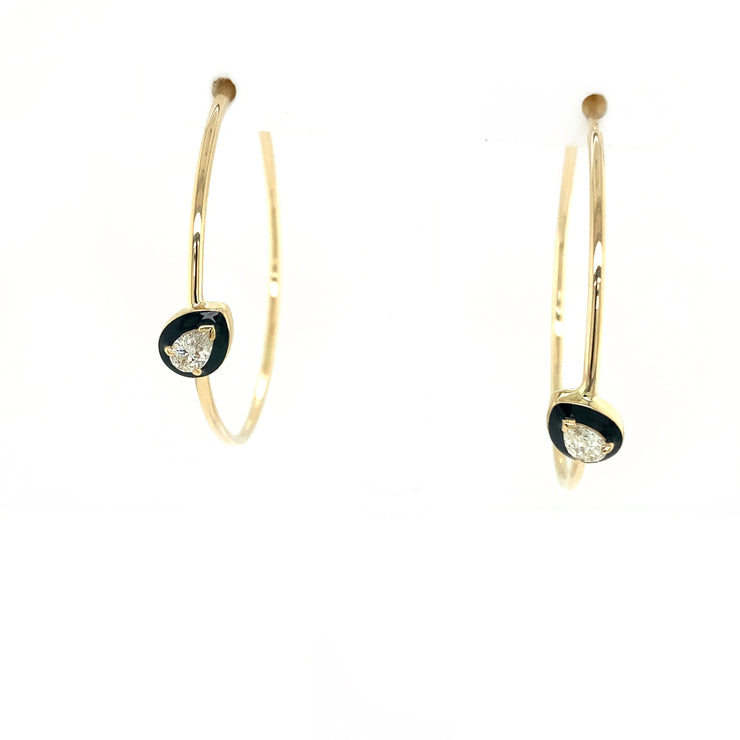 Enamel Bezel Set Diamond Hoops