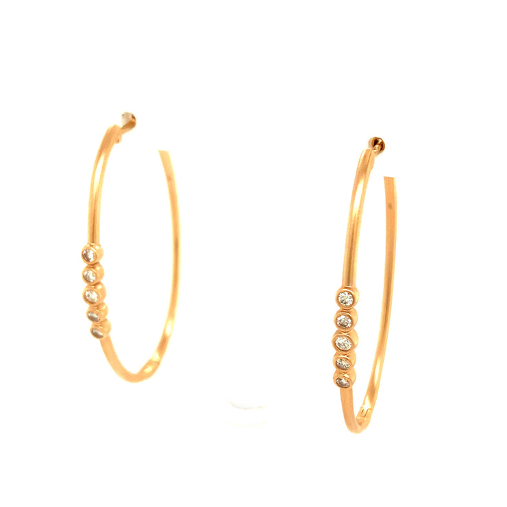Matte Finish Oval Hoops with Diamonds